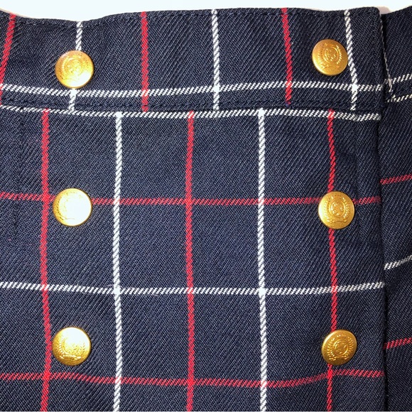 Tommy Hilfiger school girl pleated skirt red/white/blue gold tone snap 4T - Picture 3 of 14